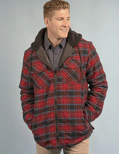 Men’s Flannel Jacket With Sherpa Hoodie BU8620