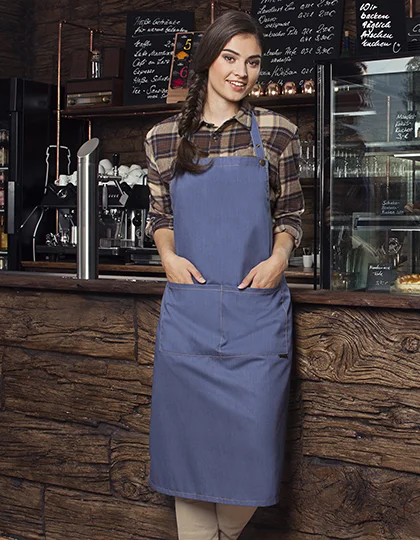 Latzschürze Jeans-Style mit Tasche KY100