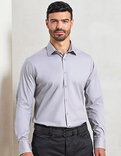 Men’s Stretch Fit Poplin Long Sleeve Cotton Shirt PW244