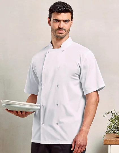 Studded Front Short Sleeve Chef’s Jacket PW664