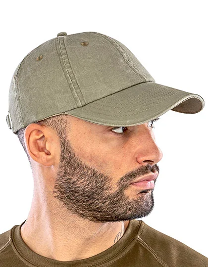Washed Fine Line Cotton Cap With Sandwich Peak RH54